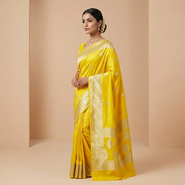 Yellow_Georgette_Saree_For_Women