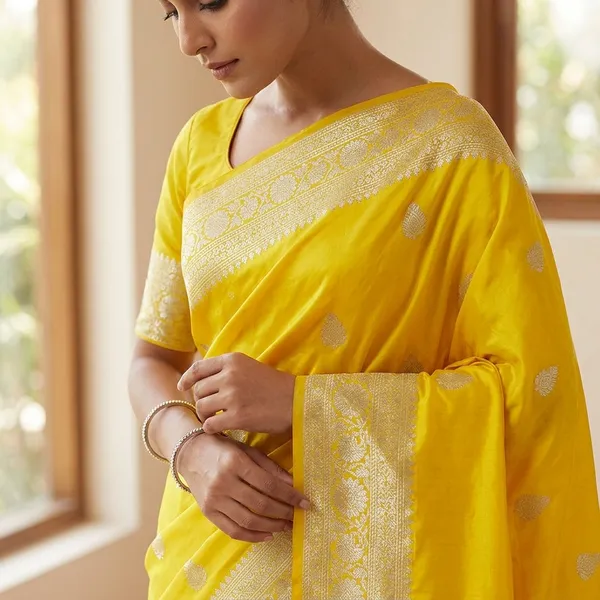 Yellow_Georgette_Saree_For_Women