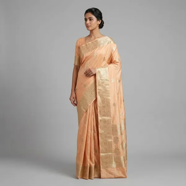 Peach_Georgette_Saree_For_Women
