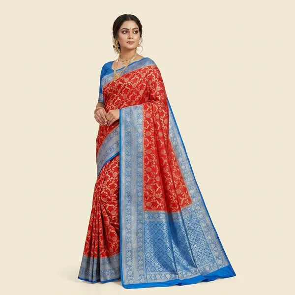 Red__And__Blue_Silk_Saree_For_Women