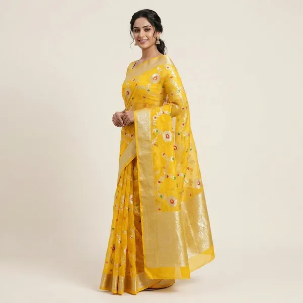 Yellow_Georgette_Saree_For_Women