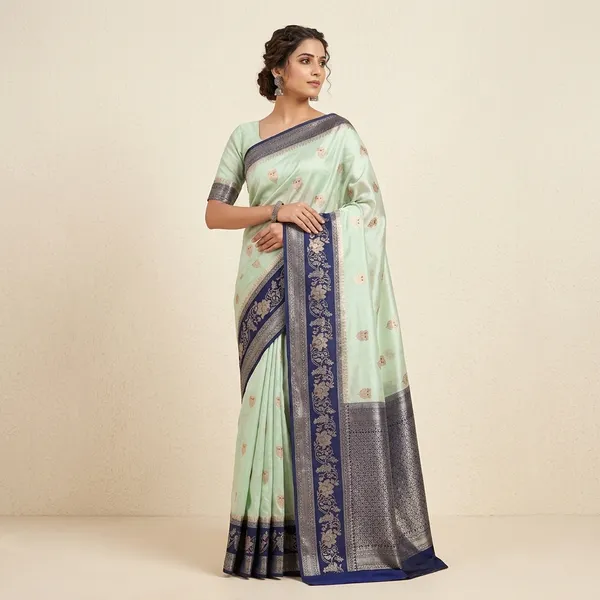 Off_White__And__Golden_Silk_Saree_For_Women
