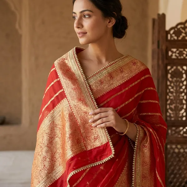 Banarasi_Organza_Silk_Saree_with_Zari_Strip_For_Women