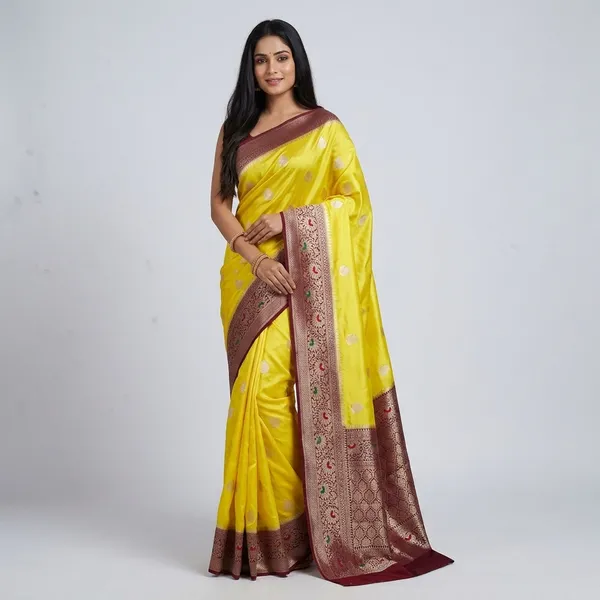 Yellow_Georgette_Saree_For_Women