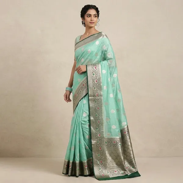 Ocean_Green_Georgette_Saree_For_Women