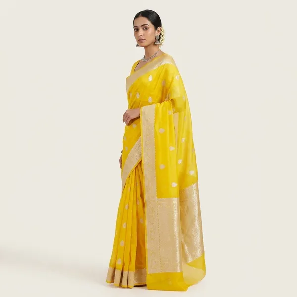 Yellow_Georgette_Saree_For_Women