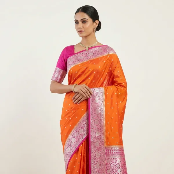 Orange__And__Pink_Silk_Saree_For_Women