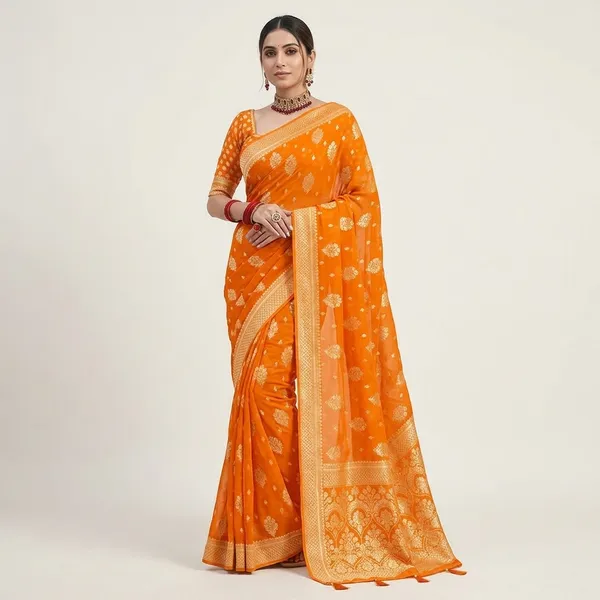 Orange_Georgette_Saree_For_Women