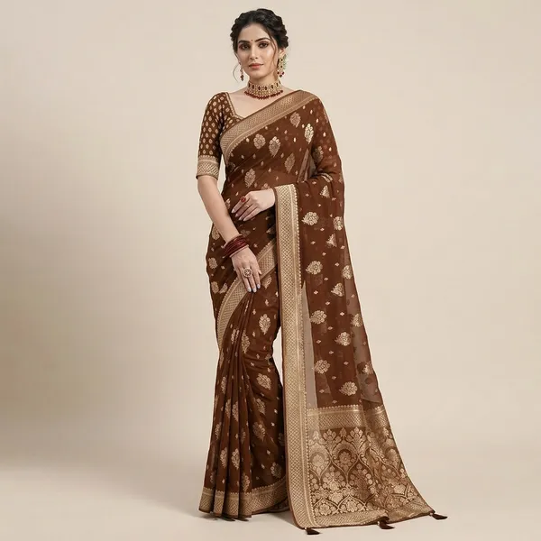 Brown_Georgette_Saree_For_Women