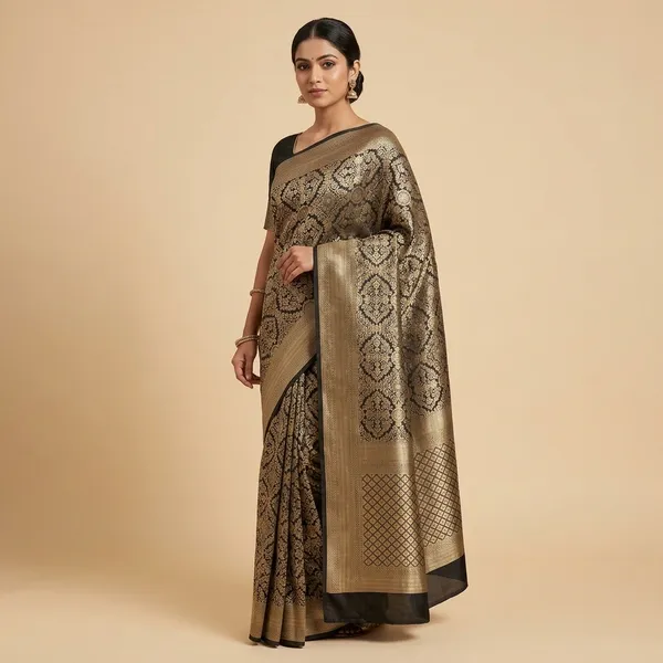 Black__And__Golden_Silk_Saree_For_Women