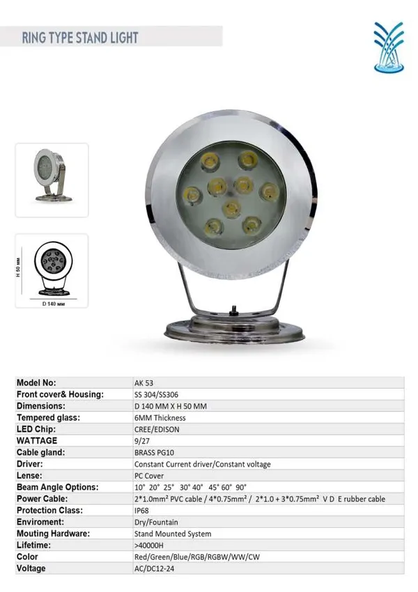 White_Stainless_Steel_Underwater_Led_Pool_And_Fountain_Light