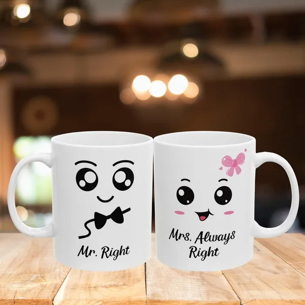 White_Ceramic_Mr_Right_Mrs_Always_Right_Couple_Mug_Set_Of_2