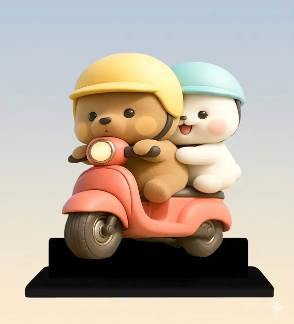 Multicolor_MDF_Pastel_Teddy_Bear_Couple_Scooter_Figurine