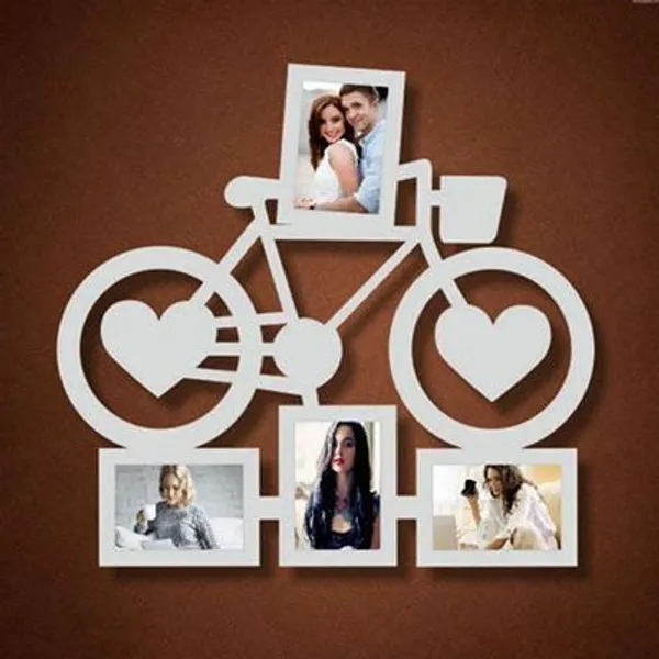 White_Metal_Romantic_Bicycle_Heart_Accent_Couple_Photo_Frame