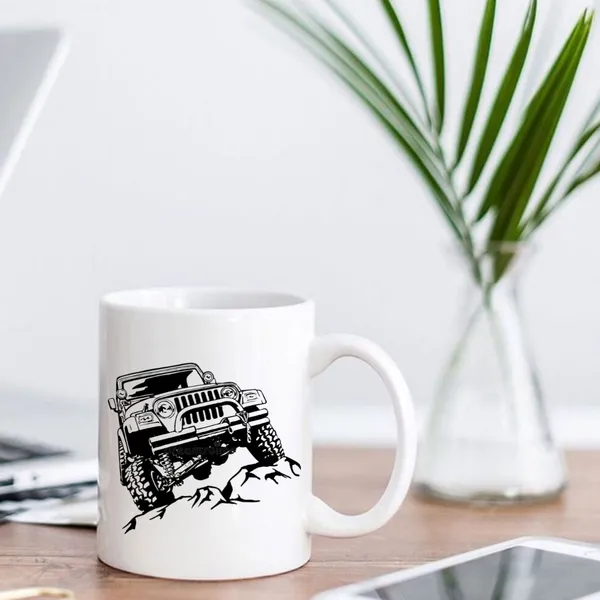 White_Ceramic_Offroad_Car_Design_Mug