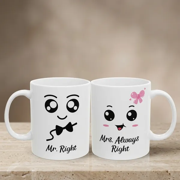 White_Ceramic_Mr_Right_Mrs_Always_Right_Couple_Mug_Set_Of_2