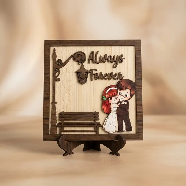 Cream_Wood_Romantic_Couple_Illustration_Always_Forever_Plaque