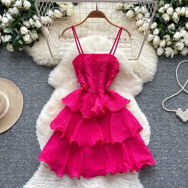 Pink_Tissue_Cotton_Tiered_Ruffle_Midi_Dress_For_Women