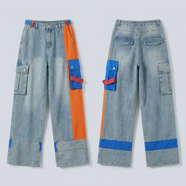 Ice_Blue_Denim_Wide_Leg_Cargo_Pants