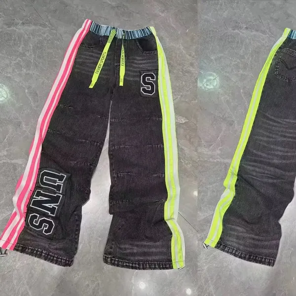 Dark_Grey_Denim_Side_Stripe_Track_Pants_For_Kids