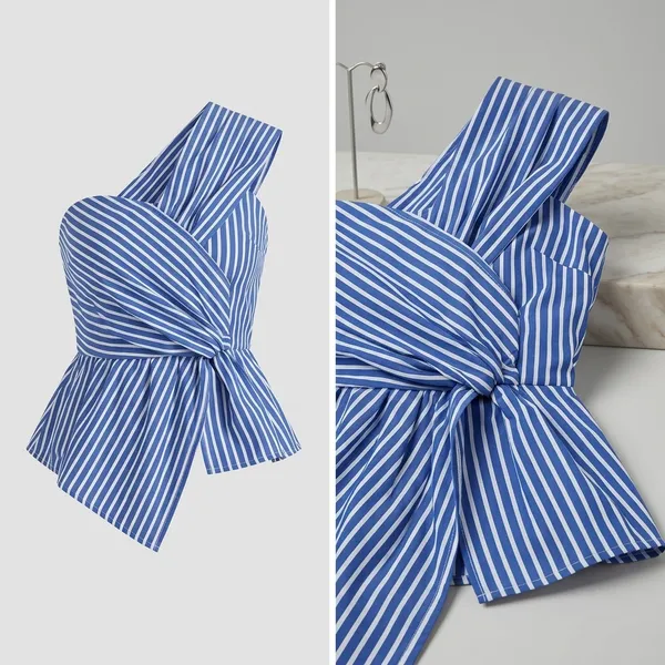 Blue_Striped_Sleeveless_Wrap_Top_For_Women