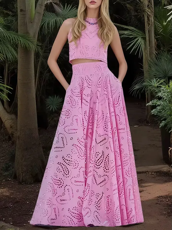 Pink_Chikankari_Eyelet_Embroidered_Crop_Top_Skirt_Set_For_Women