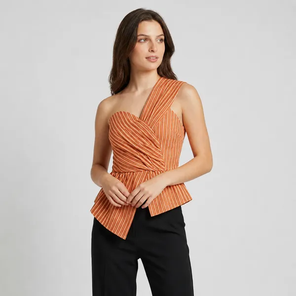 Orange_Striped_Sleeveless_Wrap_Top_for_Women