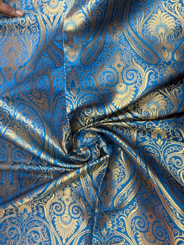 Royal_Blue_Brocade_Silk_Golden_Paisley_Unstitched_Dress_Material_For_Women