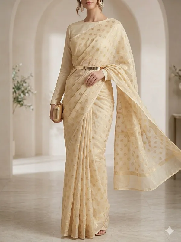 Cream_And_Gold_Polka_Dot_Embroidered_Unstitched_Dress_Material_For_Women