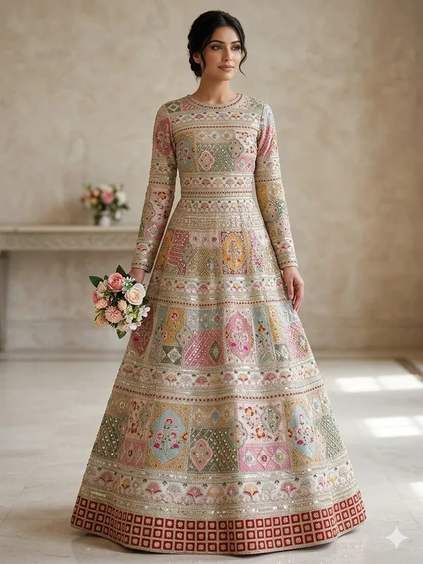 Beige_Georgette_Unstitched_Dress_Material_For_Women