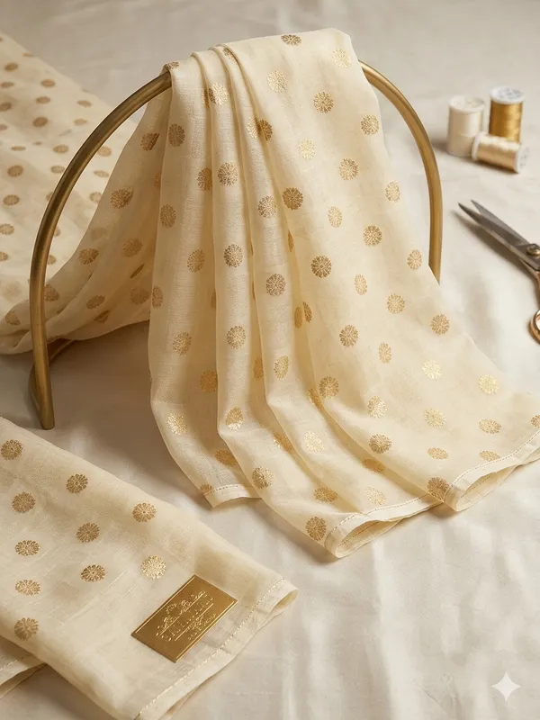 Cream_And_Gold_Polka_Dot_Embroidered_Unstitched_Dress_Material_For_Women