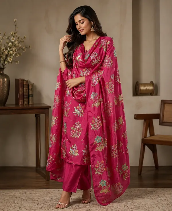 Pink_Silk_Floral_Embroidered_For_Women