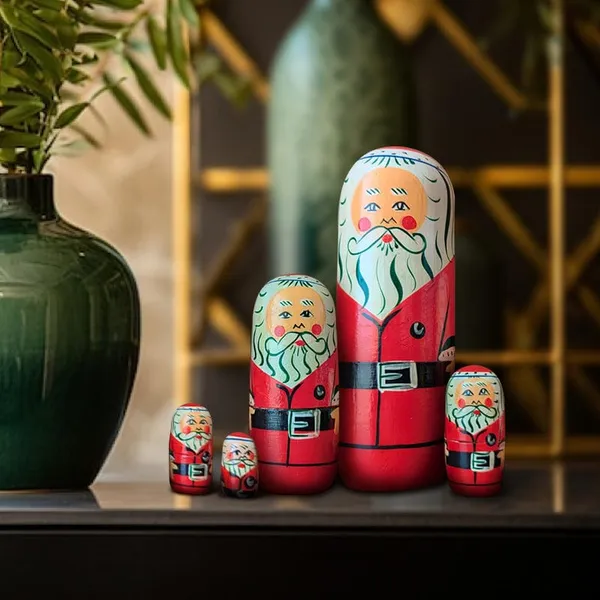 5_Piece_Santa_Claus_Russian_Nesting_Dolls_Set