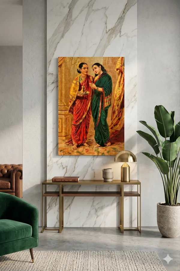 Draupadi_and_Sudeshna_(Sairendri)_by_Raja_Ravi_Varma_Famous_Canvas_Painting_|_Premium_Vintage_Giclee_Art,_Gallery_Wrapped_Living_Room_Portrait