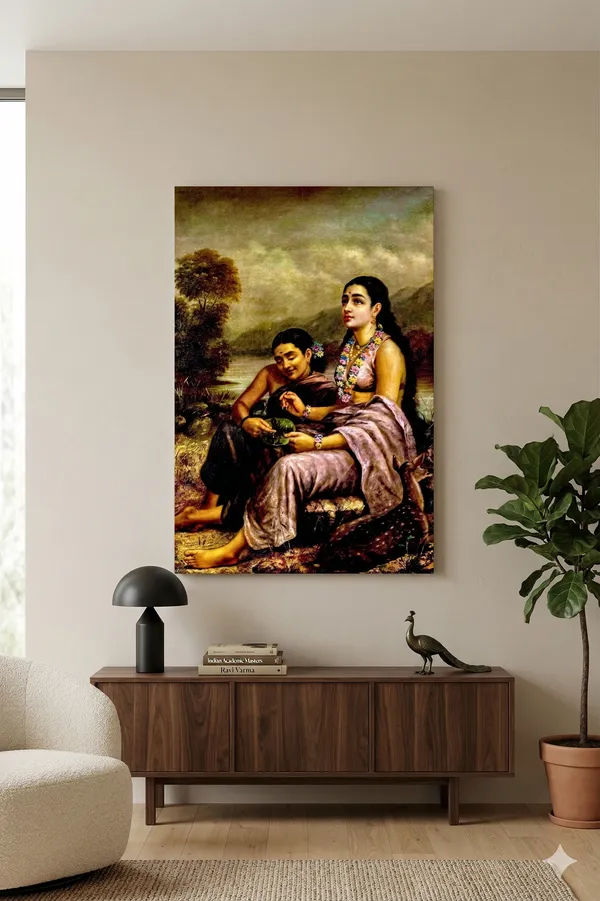 Raja_Ravi_Varma_Shakuntala_Writing_a_Love_Letter_Canvas_Wall_Art_|_Premium_Giclee_Mythological_Print_|_Indian_Gallery_Wrapped_Decor