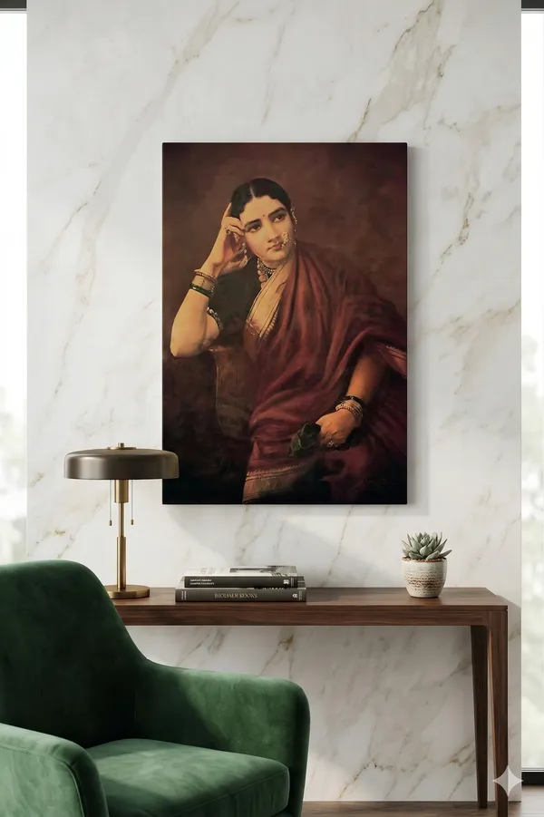 Raja_Ravi_Varma_Maharashtrian_Woman_Canvas_Wall_Art_|_Premium_Giclee_Traditional_Portrait_Print_|_Heritage_Indian_Home_Decor_(Ready_to_Hang)