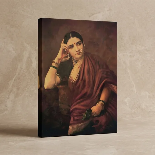 Raja_Ravi_Varma_Maharashtrian_Woman_Canvas_Wall_Art_|_Premium_Giclee_Traditional_Portrait_Print_|_Heritage_Indian_Home_Decor_(Ready_to_Hang)