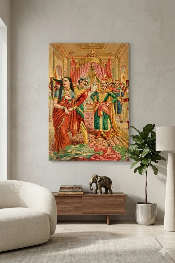 Draupadi_and_Bhima_(Keechaka_Vadha)_by_Raja_Ravi_Varma_Famous_Canvas_Painting_|_Premium_Vintage_Giclee_Art,_Gallery_Wrapped_Spiritual_Wall_Decor