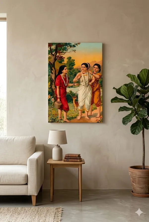 Raja_Ravi_Varma_Shakuntala_Patralekhan_Canvas_Wall_Art_|_Premium_Giclee_Indian