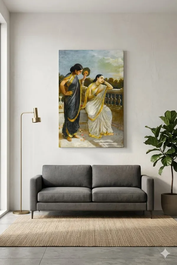 Elegant_Indian_Women_Vintage_Art_Giclée_Canvas_Print_|_Raja_Ravi_Varma_Wall_Painting_|_Ready_to_Hang_Canvas_Art