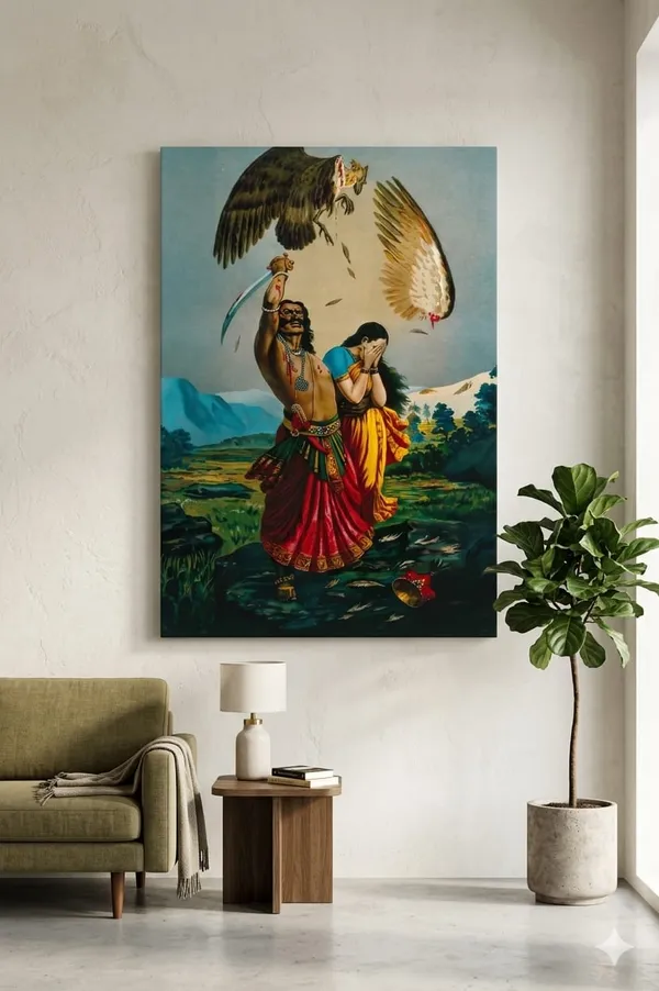 Ravana_and_Jatayu_Battle_by_Raja_Ravi_Varma_Famous_Canvas_Painting_|_Premium_Vintage_Ramayana_Giclee_Art,_Gallery_Wrapped_Spiritual_Wall_Decor