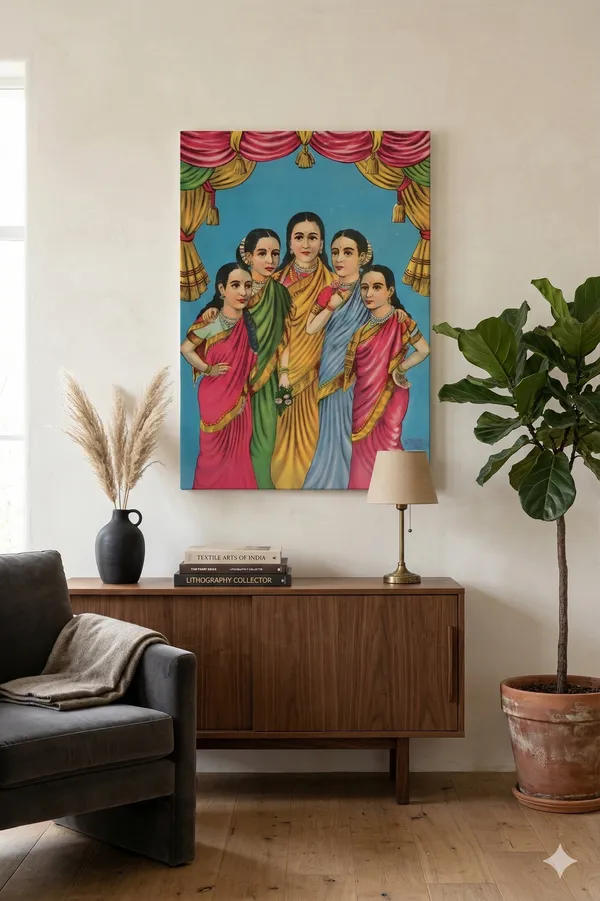 Raja_Ravi_Varma_Panch_Kanya_Canvas_Wall_Art_|_Premium_Giclee_Vintage_Lithograph_Print_|_Traditional_Indian_Home_Decor_(Ready_to_Hang)