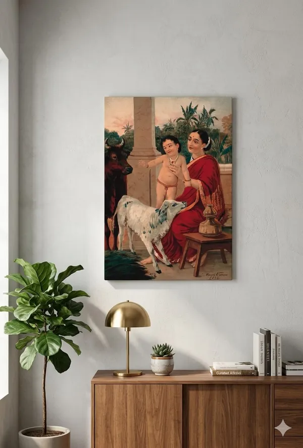 Raja_Ravi_Varma_Yashoda_Krishna_Canvas_Wall_Art_|_Premium_Giclee_Divine_Mother_&_Child_Print_|_Hindu_Spiritual_Decor_(Ready_to_Hang)