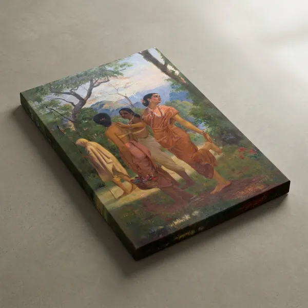 Shakuntala_Looking_Back_Painting_Canvas_Art_-_Premium_Raja_Ravi_Varma_Giclee_Print,_Traditional_Gallery_Wrapped_Wall_Decor