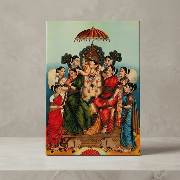 Lord_Ganesha_&_Ashta_Siddhi_Canvas_Wall_Art_|_Raja_Ravi_Varma_|_Premium_Giclee_Hindu_Deity_Print_|_Spiritual_Pooja_Decor_(Ready_to_Hang)