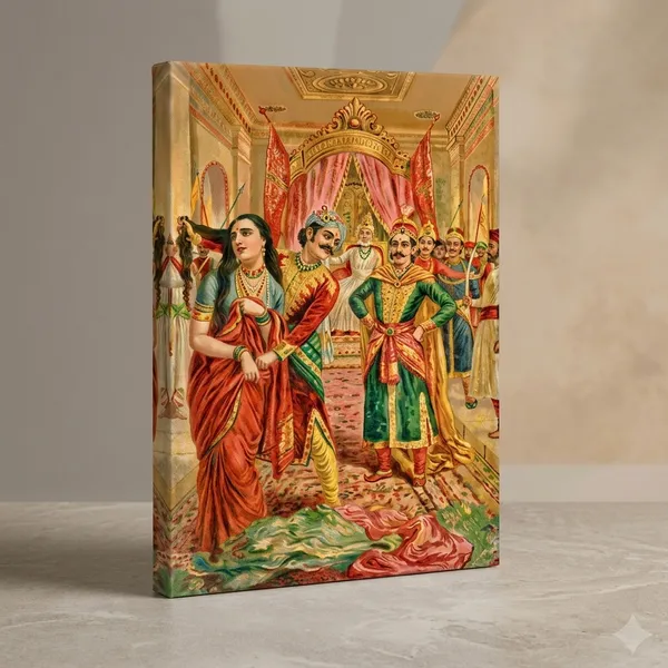 Draupadi_and_Bhima_(Keechaka_Vadha)_by_Raja_Ravi_Varma_Famous_Canvas_Painting_|_Premium_Vintage_Giclee_Art,_Gallery_Wrapped_Spiritual_Wall_Decor