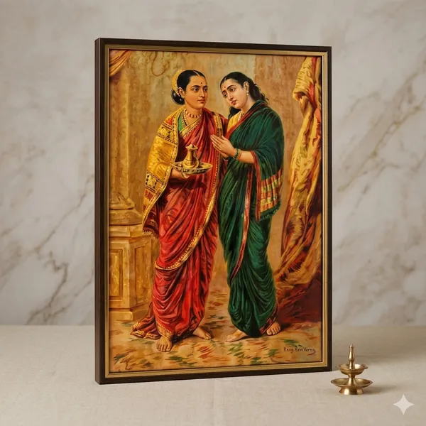 Draupadi_and_Sudeshna_(Sairendri)_by_Raja_Ravi_Varma_Famous_Canvas_Painting_|_Premium_Vintage_Giclee_Art,_Gallery_Wrapped_Living_Room_Portrait