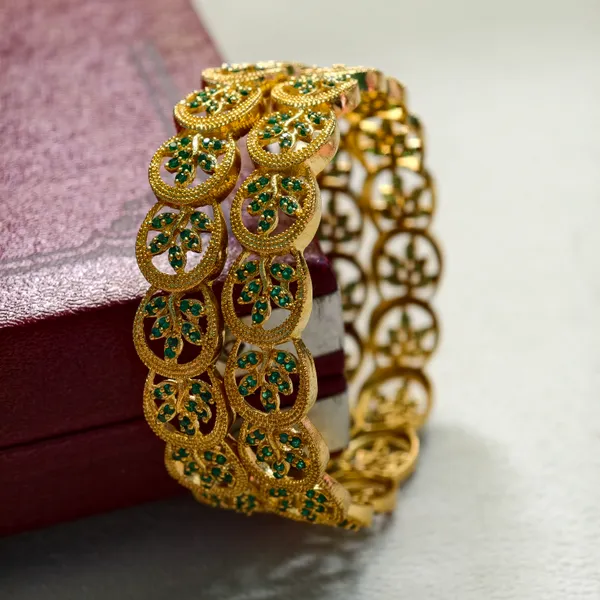 Gold_And_Green_Brass_Premium_And_Elegant_Bangle_For_Women