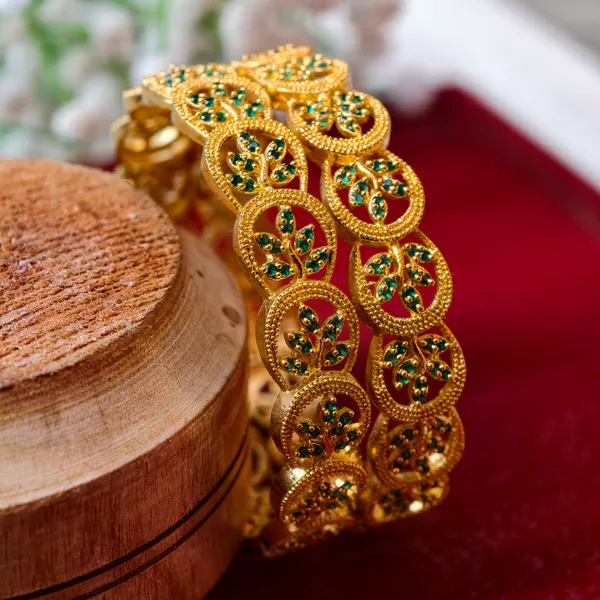 Gold_And_Green_Brass_Premium_And_Elegant_Bangle_For_Women