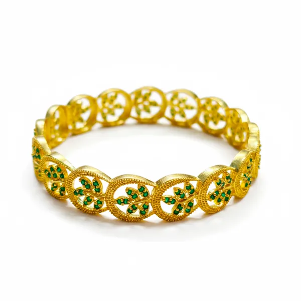 Gold_And_Green_Brass_Premium_And_Elegant_Bangle_For_Women